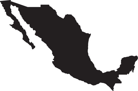 Mexico isolated black map silhouette geography country nation vector illustration graphic design