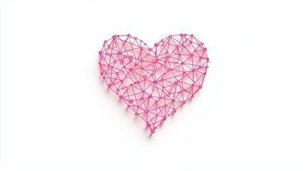 Fototapeta premium A vibrant pink heart made with interconnected strings, symbolizing love.