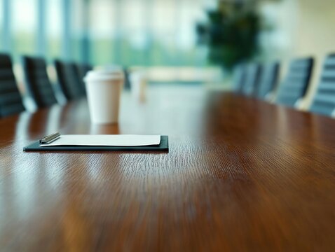 Business meeting setup in modern office conference room professional environment focused atmosphere