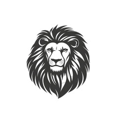 Fototapeta premium Majestic Lion Head Wild Cat Portrait Black and White Wildlife Animal Graphic Design