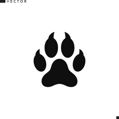 Wolf paw print vector. Animal paw print silhouette. Arctic wolf icon