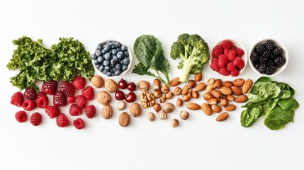 A variety of anti-aging foods, such as berries, nuts