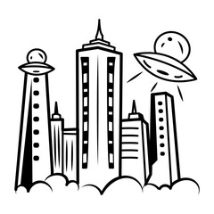 A hand drawn icon of alien colony