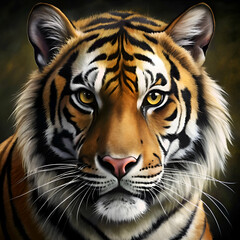 Obraz premium Close-up tiger portrait. intense gaze.