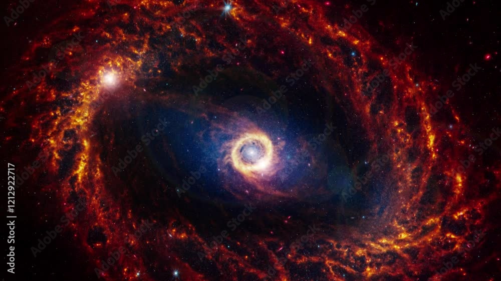 Wall mural barred spiral galaxy ngc 1512 rotating in outer space. animation based on image by nasa