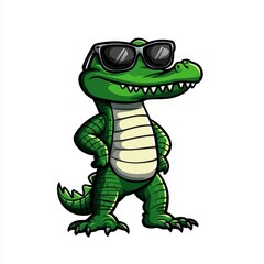 Obraz premium A cool cartoon crocodile character wearing sunglasses, exuding confidence and fun in a playful design perfect for childrenâ€™s art