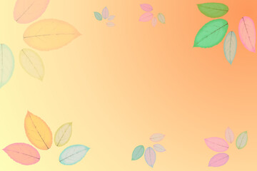 Autumn leaves background framing with colorful gradient background
