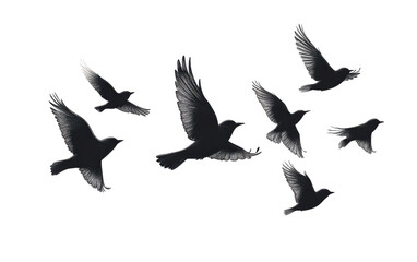 Obraz premium birds in flight - dark silhouette illustration