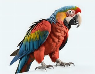 Obraz premium Vibrant Scarlet Macaw: A Detailed Portrait in Vivid Hues