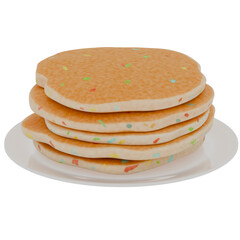 3d render pancake stack with transparent background