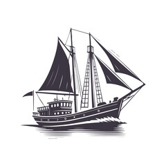 Classic Boat Silhouette Illustration Template