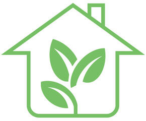Modern green house icon representing sustainability and eco-friendly living in design