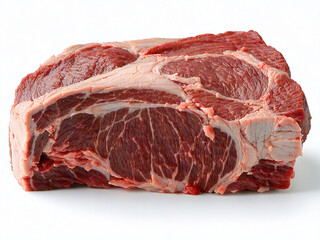close up on beef rib isolated on white background
