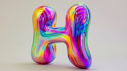 Fototapeta premium Colorful abstract letter sculpture displayed on a neutral background in a modern art setting