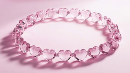 Elegant Heart-Shaped Glass Decor, Soft Pink Photographic Setup, Creative Display, Studio Environment, Aesthetic View, Romantic Concept