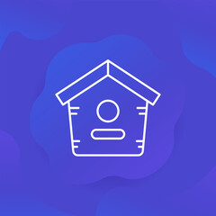 birdhouse icon, house for birds line vector