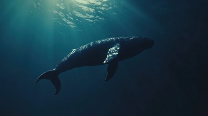 Fototapeta premium Humpback Whale Swimming Through the Ocean