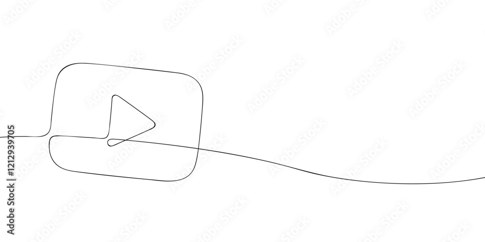 Poster a single line drawing of a video. continuous line video player icon. one line mp4 icon. vector illus