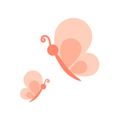 a pair of butterflies, an adult and a child.