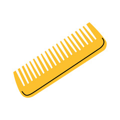 Yellow hair comb isolated on a white background.