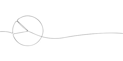 Fototapeta premium A single line drawing of a diagram. Continuous line pie chart icon. One line graph icon. Vector illustration.
