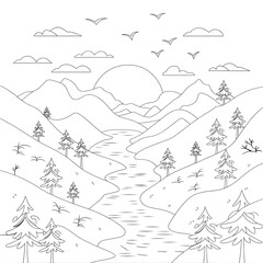 Fototapeta premium winter landscape with snow and birds
