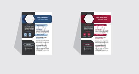 Unique morderrn cv design with vector and RGB color