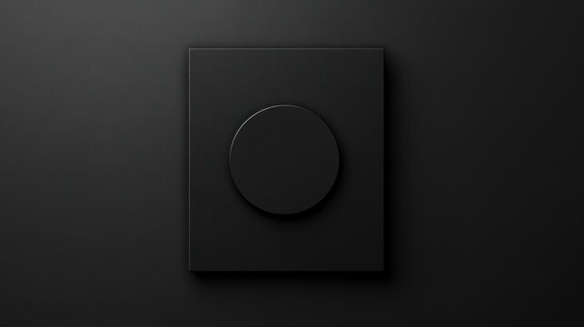 Dark square button, circle, interface, background, minimal design, website