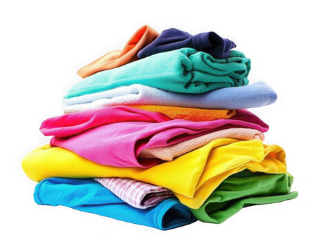 Pile of dirty clothes isolated on transparent or white background 