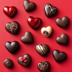 Fototapeta premium Valentine's Day Chocolate Hearts Background