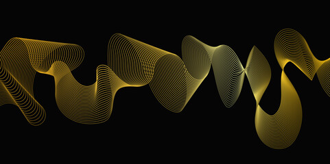 Abstract black background with multicolor wave, 3d render holographic iridescent neon curved wave in motion background, colored spiral on a dark background, gradient design element for banners. 