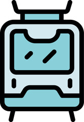 Stylish front view of a modern tram or train, representing urban public transport