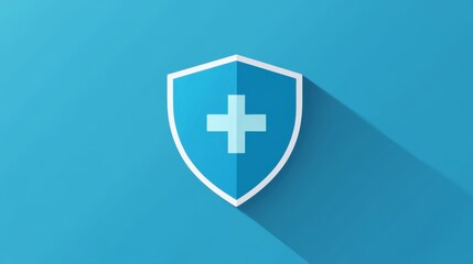 Obraz premium Stylish Blue Shield Icon with a Plus Sign