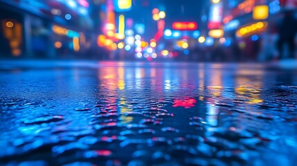 Obraz premium City Night Reflections In Wet Street