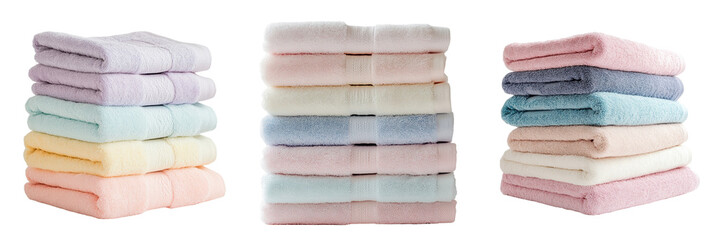 A Set of Plush Towels Folded in a Tidy Stack Isolated on Transparent Background