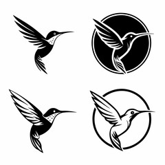 Obraz premium Set Of Hummingbird Silhouette Vector Illustration 