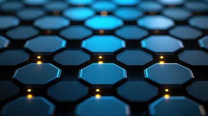 Fototapeta premium Glowing hexagons surface with dark background.