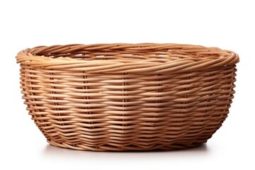 Isolated wicker basket with clipping path