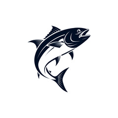 fish logo silhouette vector line art logo design