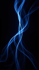 Gamma AI with electric blue abstract smoke and light rays on a dark background.
