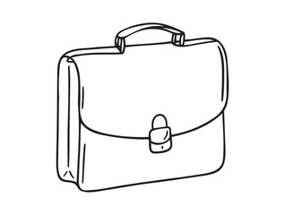 briefcase doodle hand drawn icon. Outline drawing briefcase line clipart symbol