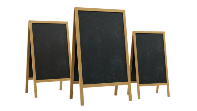 Standing chalkboard set isolated on white background
