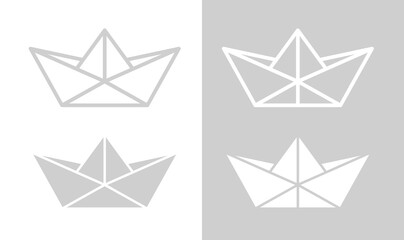 Paper boat icon. Symbol of travel or sailing, change or freedom. Children's symbol of hope. A boat folded from a sheet of paper or newspaper.