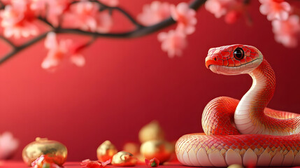 Obraz premium cute snake Chinese New Year atmosphere background