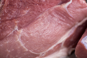 Chilled pork buston butt, macro, close up