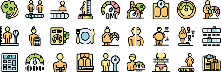 Healthcare professionals providing nutritional advice, assessing body mass index, analyzing dietary habits and monitoring progress