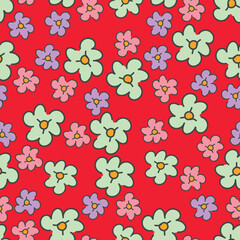 Seamless pattern with flowers and plants