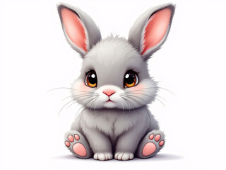 Fototapeta premium Baby bunny with blue eyes on white background.