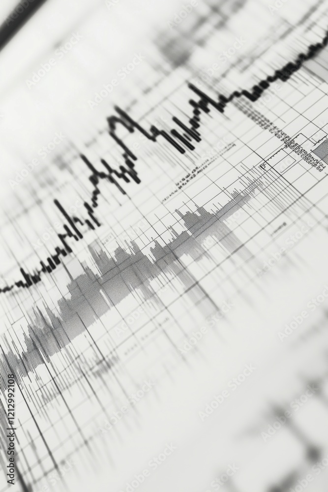 Poster graphical representation of data trends and fluctuations in a detailed chart format, showcasing vari
