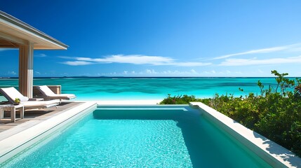 Fototapeta premium A serene ocean view with bright aqua water creating a tranquil scene